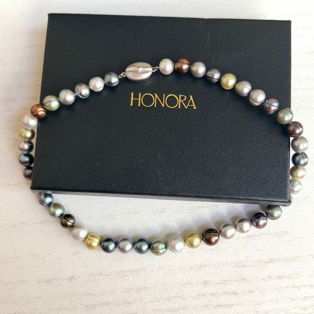 Honora Multicolor Freshwater Pearl Necklace Sterling Silver 925 Peacock Baroque